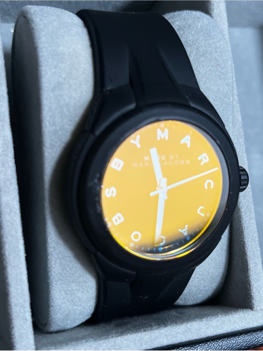 Marc by Marc Jacobs Black Silicone Watch with Yellow Dial